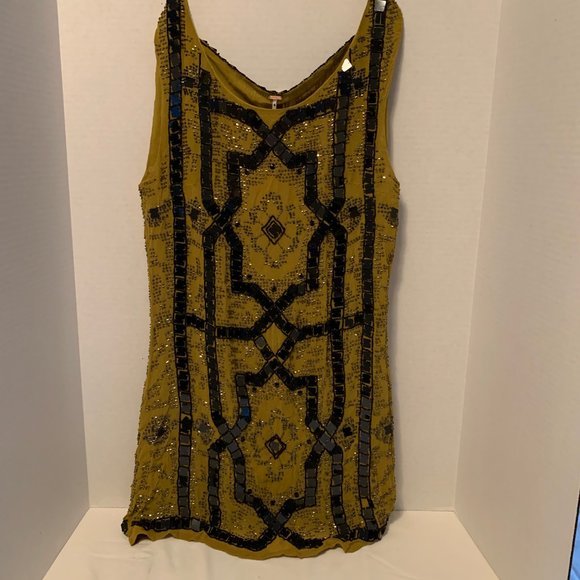 Free People Speak Easy Sequin Mini Dress Moss - Picture 3 of 4